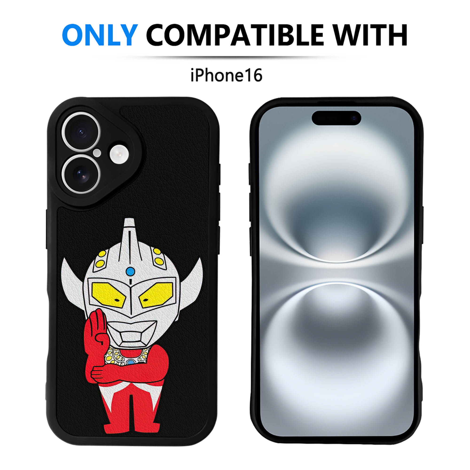 （画像用） ウルトラマン Ultraman 【iPhone 16シリーズ対応】シリコンスマホケース（レザー調） 材質：シリコン